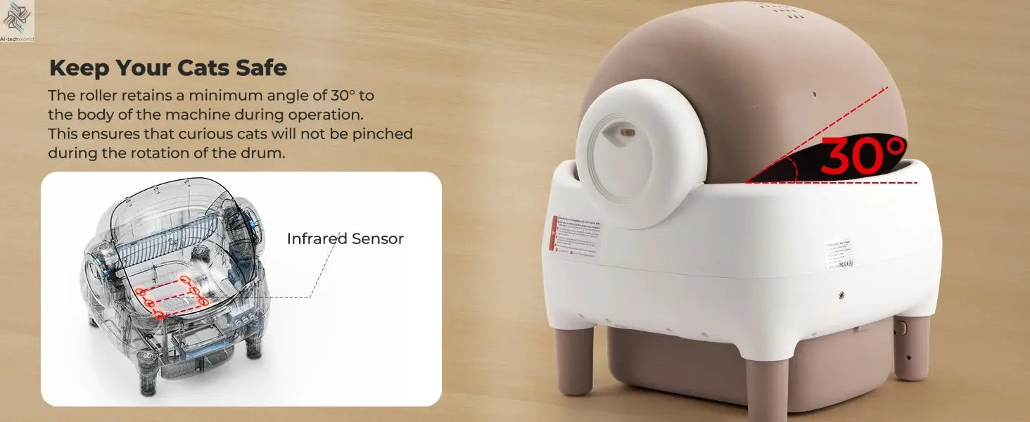 Self Cleaning Litter Box, Automatic Cat Litter Box with APP Control, Odor-Free  Large Waste Bin, Open-Top for Multi Cats Ai-TechWorld 