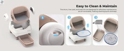 Self Cleaning Litter Box, Automatic Cat Litter Box with APP Control, Odor-Free  Large Waste Bin, Open-Top for Multi Cats Ai-TechWorld 