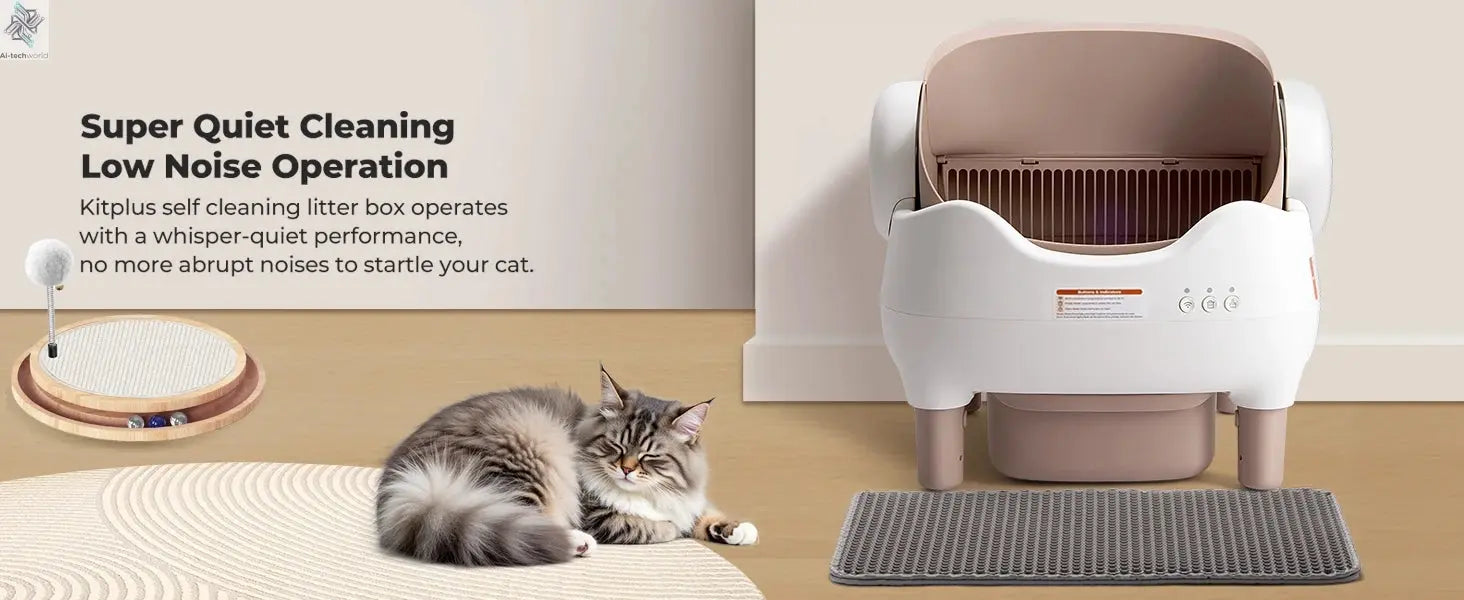 Self Cleaning Litter Box, Automatic Cat Litter Box with APP Control, Odor-Free  Large Waste Bin, Open-Top for Multi Cats Ai-TechWorld 