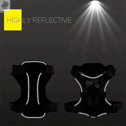 Service Dog Harness, Reflective Dog Vest Harness with 5 PCS Patches, Adjustable Soft Oxford Pet Harness, Inner Layer Mesh, Easy Ai-TechWorld 