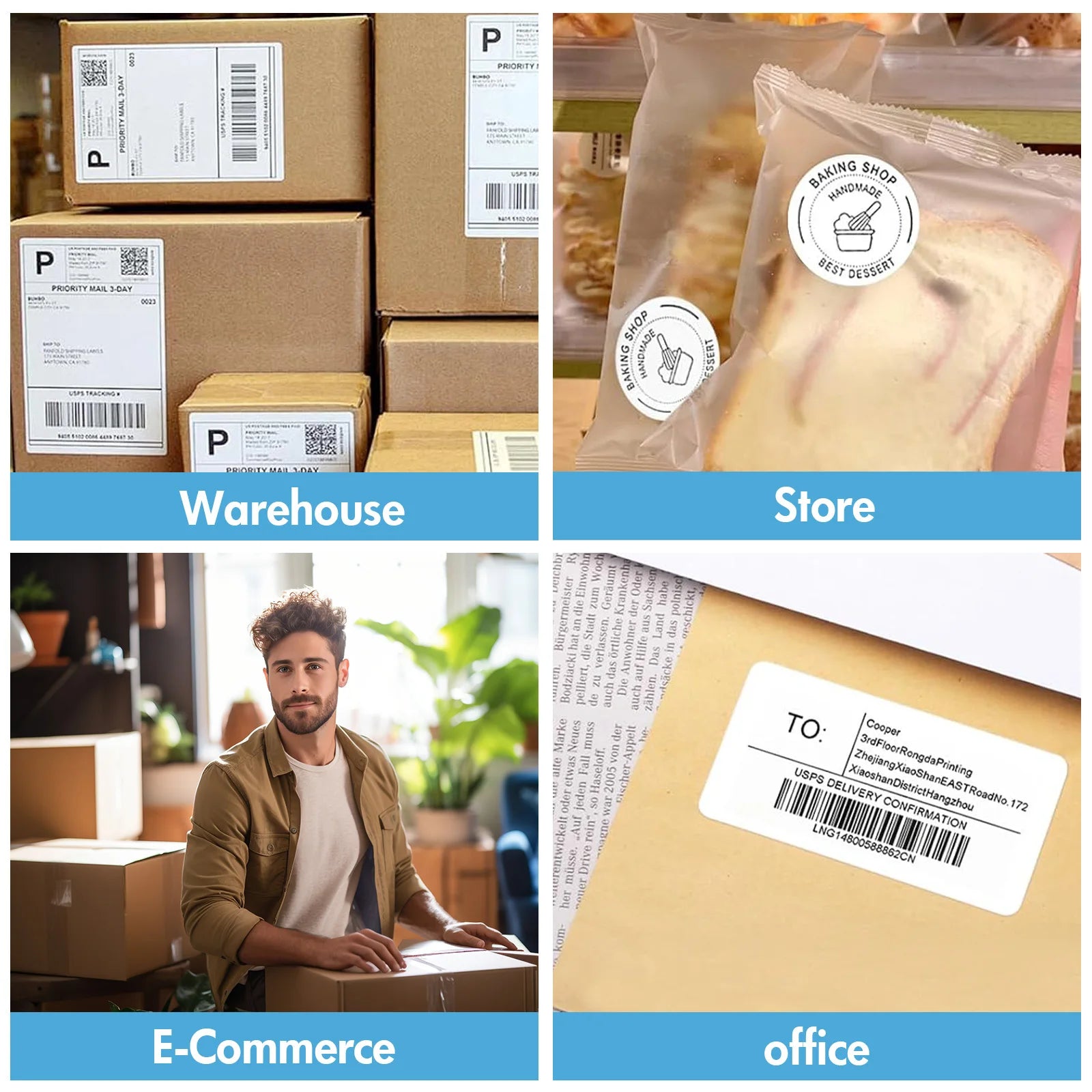 Thermal Label Printer Portable No Ink Required 300DPI 4x6 for Small Business WiFi Bluetooth USB High Speed Express Airway Bill Ai-TechWorld 