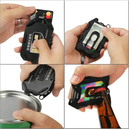 EDC leather mutifunction Mini Slim Wallet case organizer openner aluminum alloy money Cashback Credit Card Holder Luxury gift Ai-TechWorld   ai-techworld
