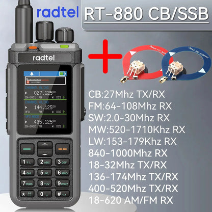 Radtel RT-880 10w Multi Band Ham Radio HF UHF VHF  with AM USB LSB CW CB LW MW SW SSB , 1024 Channels, Cross Band Repeaper Ai-TechWorld 