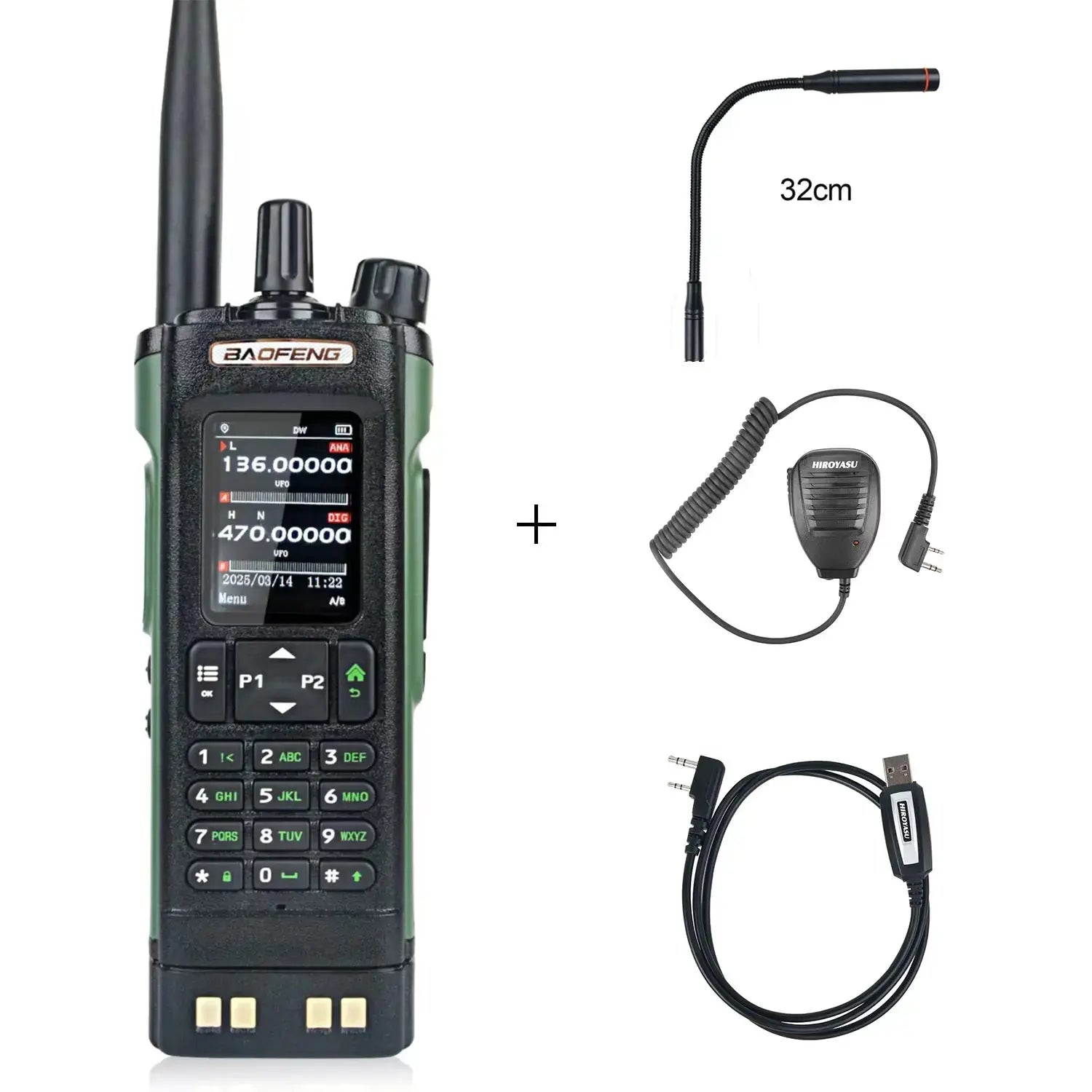Baofeng DM-32 GPS APRS AES256 Encryption DMR Digital Analog UHF VHF Dual Band 8W Air Band FM Walkie Talkie DM-32UV Ai-TechWorld 