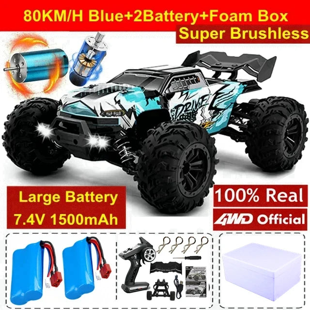 4WD Remote Control Car Off Road 4x4 RC High Speed Buggy Truck Super Brushless 50 or 80KM/H Fast Drift Racing Toy Kids Adults Ai-TechWorld 