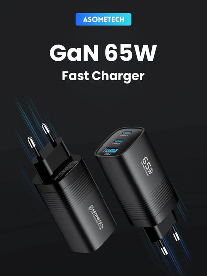 ASOMETECH GaN USB Type C Charger 65W 45W PPS PD QC4.0 Quick Charger For Macbook Laptop IPAD Tablet iPhone 16 Samsung S23 Ultra Ai-TechWorld 