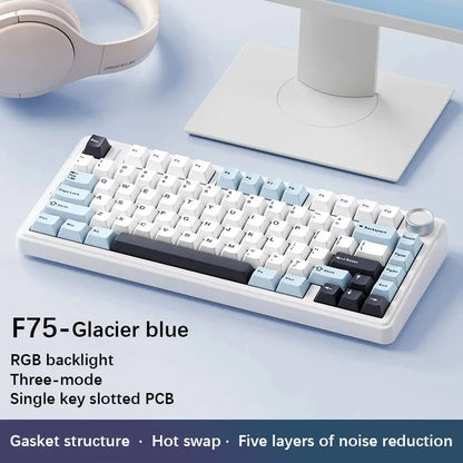AULA F75 2.4G Wireless/Bluetooth/Wired Gaming Mechanical Keyboard RGB Customized 75% Layout OEM Profile Gasket Structure Ai-TechWorld   ai-techworld