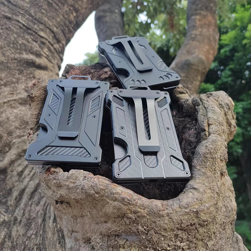 Wallet for Men Slim Aluminum Metal Money Clip with 1 Clear Window ID Badge Holder RFID Blocking Holds Up 15 Cards with Cash Clip Ai-TechWorld 