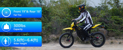 NEW Electric Dirt Bike Mid-Drive Motor 72V/40AH/8000W(Peak) 53MPH Electric Motorcycle Bike 380N.m Fast Charging Off-Road Bike Ai-TechWorld 