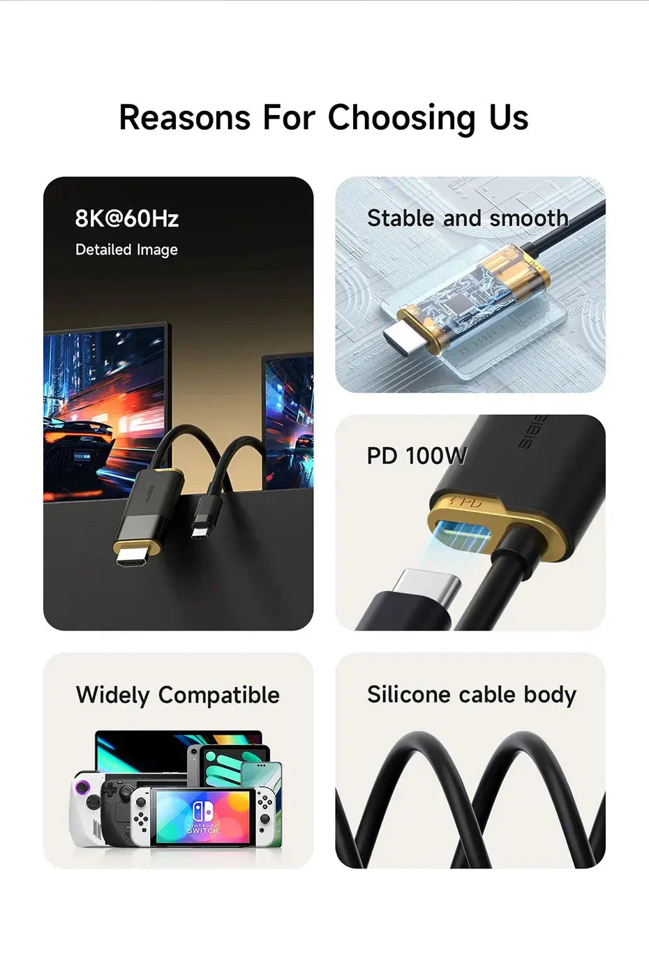Hagibis Switch Dock for Nintendo Switch/OLED/Switch2 USB C to HDMI Cable Adapter 8K@60Hz HDR 100W PD for Laptop SteamDeck ROG Ai-TechWorld 