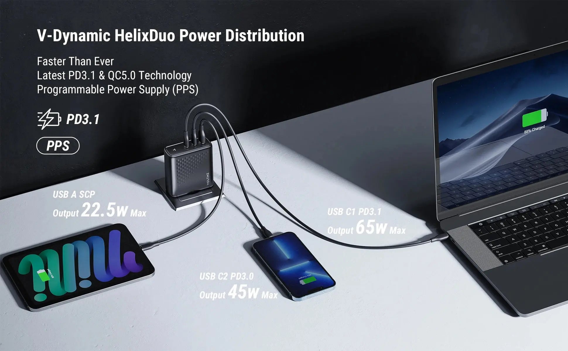 VOLTME GaN Charger 140W USB Type C PD3.1 Fast Charge For Macbook pro 16″ Quick Charge 5.0 Phone Charger For iPhone 15 Pro Max Ai-TechWorld 