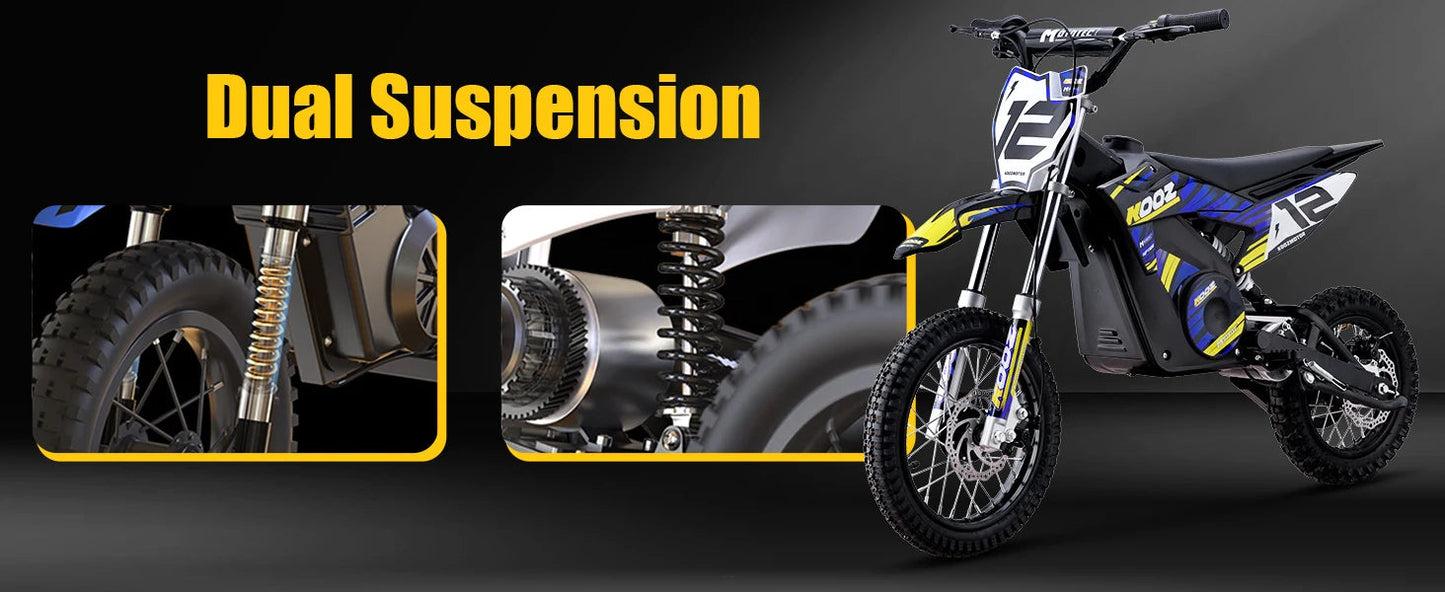 KOOZ HP112E PRO 36V 1000W Electric Motorcycle for Kids, Electric Dirt Bike Up to 20.6 MPH & 19 Miles Long-Range,UL 2849. Ai-TechWorld 