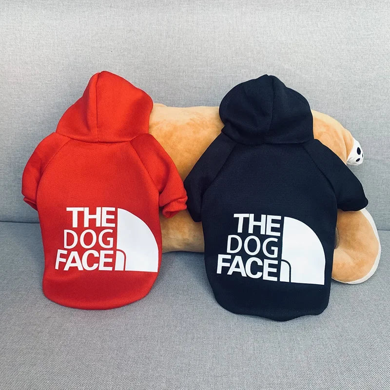 Pet Dog Hoodies Autumn and Winter Season Large Dog Clothes Dog Face Text Pattern French Bulldog Labrador Jacket Clothing Ai-TechWorld 