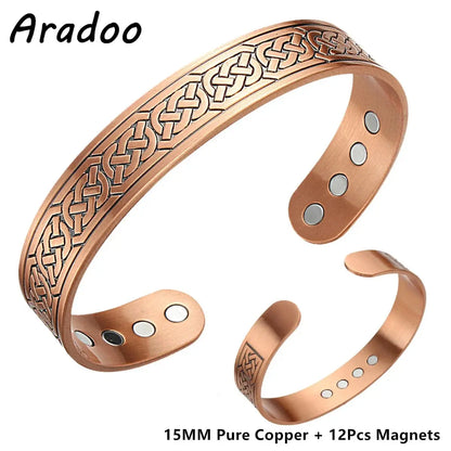 ARADOO Pure Copper Bracelets for Women 3500 Gauss Magnetic Therapy Braided Cuff Bangle Jewelry Gift Ai-TechWorld 