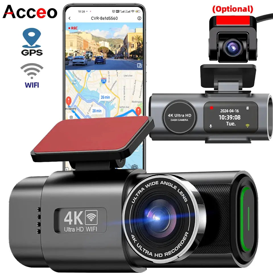Dash Cam 4K UHD Built-In Wi-Fi Support GPS Ai-TechWorld 