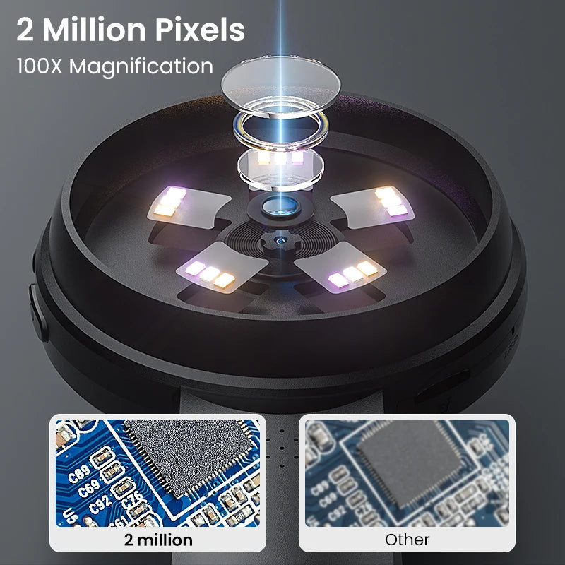 2.8'' IPS Digital Magnifier HD 1080P 100X Portable Microscope Handheld Mignifying Glass for Electronics Repair Check Jewelry Ai-TechWorld 