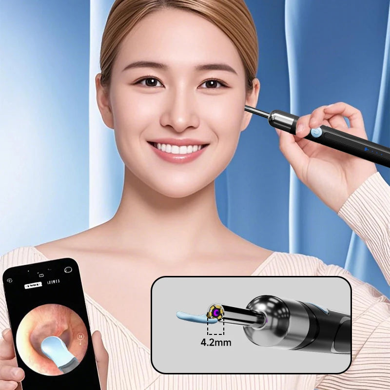 WiFi Endoscope 4.2mm 1080P Ear Picker Camera with Ear Spoon Base for iOS/Android Ear Cleaning Otoscope with Ear Wax Removal Tool Ai-TechWorld 