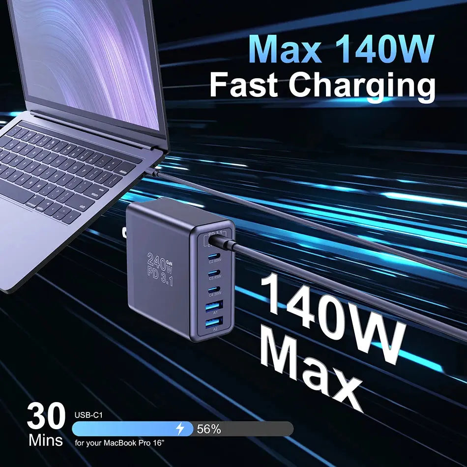 Ubigbuy 240W GaN Charger Fast Charging 140W PD3.1 PPS Ai-TechWorld 