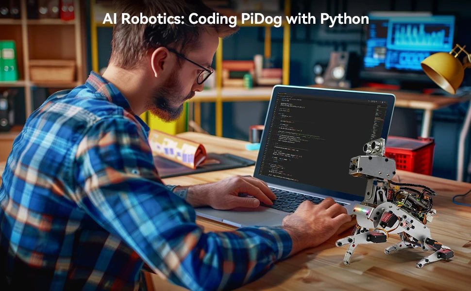 SunFounder PiDog AI Robot Dog Kit for Raspberry Pi 5/4/3B+/3B/Zero 2(Not included)LLMs ChatGPT-4o/Gemini/Grok,App Control Ai-TechWorld 
