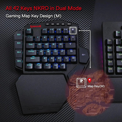Redragon K585 PRO Wireless One-Handed Mechanical Keyboard 42 Keys 3-Mode RGB 7 Onboard Macro Keys Detachable Wrist Support Ai-TechWorld   ai-techworld