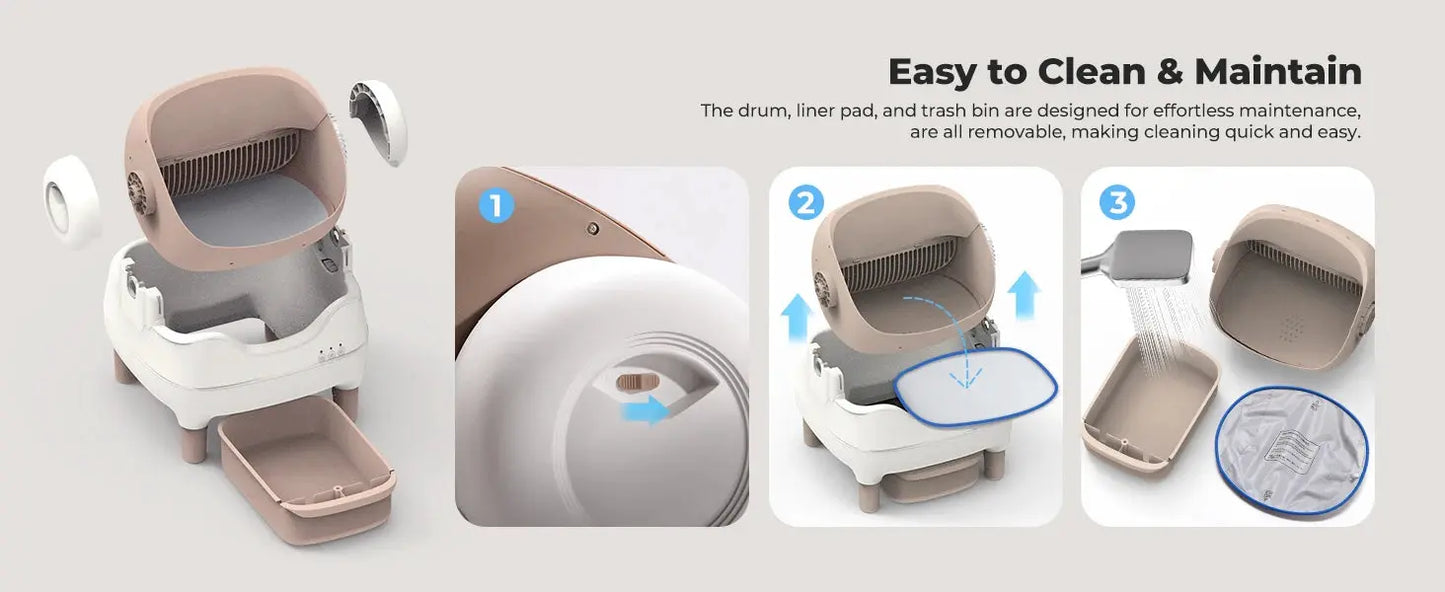 Self Cleaning Litter Box, Automatic Cat Litter Box with APP Control, Odor-Free  Large Waste Bin, Open-Top for Multi Cats Ai-TechWorld 