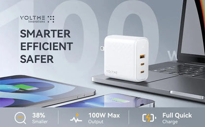 VOLTME GaN III 100W Desktop Charger Quick Charge 4.0 QC 3.0 PD USB-C Type C USB Fast Charging For MacBook Samsung iPhone 15 14 Ai-TechWorld 