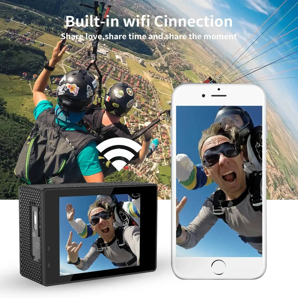 Action Camera Ultra HD 4K 16.0MP Wi-Fi 2.0" Screen 170D Webcam Ai-TechWorld 