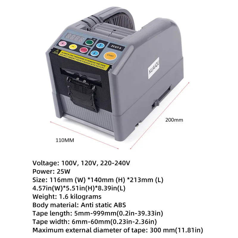 ZCUT-9 Automatic Adhesive Tape Machine Auto 6-60mm Tape Cutter Packaging Cutting Machine Electric 110V 220V Tools for Factory Ai-TechWorld 