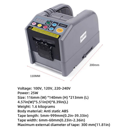 ZCUT-9 Automatic Adhesive Tape Machine Auto 6-60mm Tape Cutter Packaging Cutting Machine Electric 110V 220V Tools for Factory Ai-TechWorld 