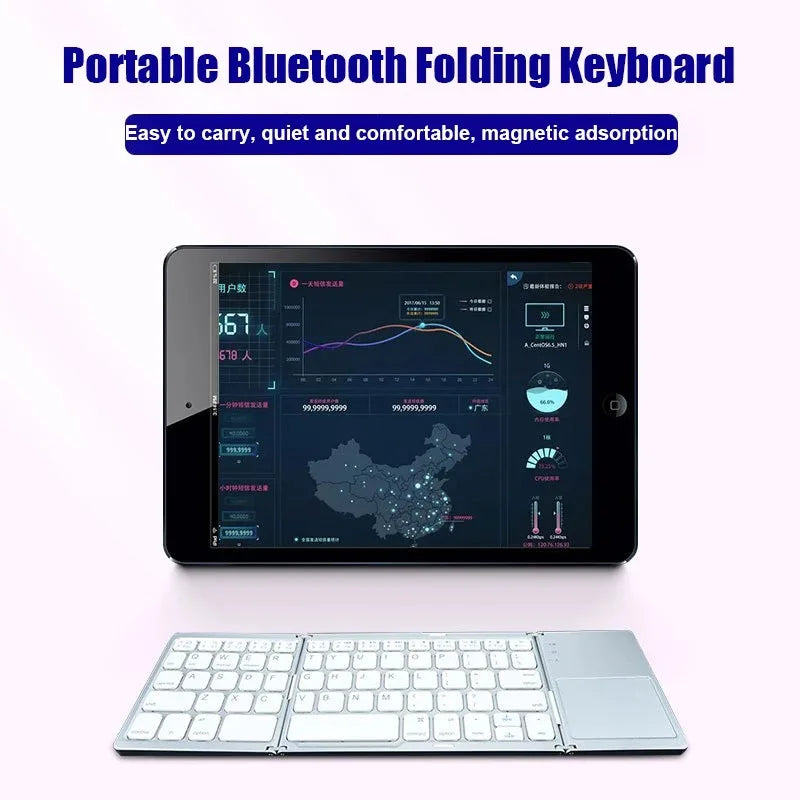 Tri-fold Bluetooth Keyboard with Touchpad Portable Mini Keyboard Rechargeable Keyboard Wireless Keyboard For Windows Android iOS Ai-TechWorld   ai-techworld
