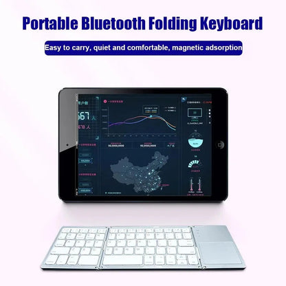 Tri-fold Bluetooth Keyboard with Touchpad Portable Mini Keyboard Rechargeable Keyboard Wireless Keyboard For Windows Android iOS Ai-TechWorld   ai-techworld
