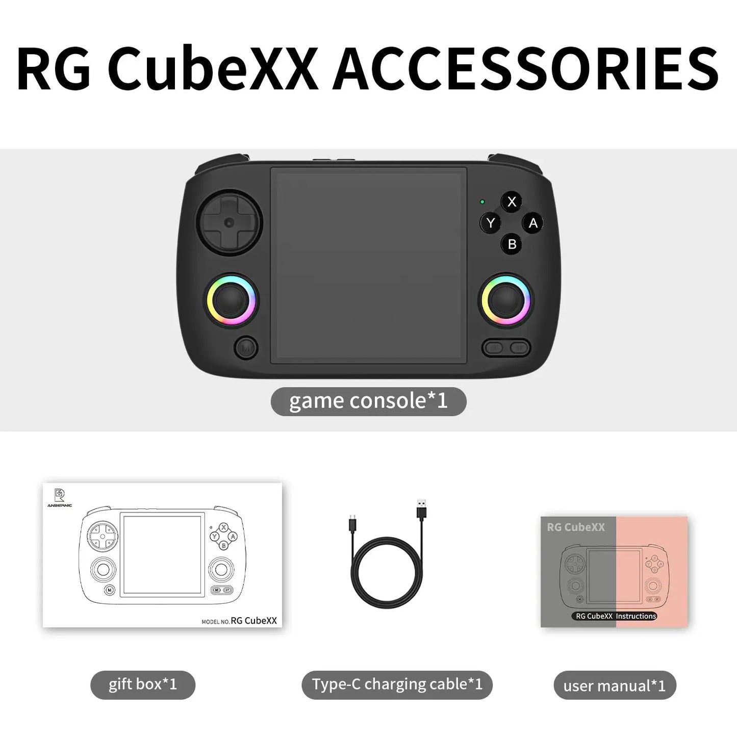 Anbernic RG CubeXX Retro Handheld Game Console 3.95 Inch IPS Screen Linux System Built-in 64G TF Card 5056 Games Support HD Out Ai-TechWorld 