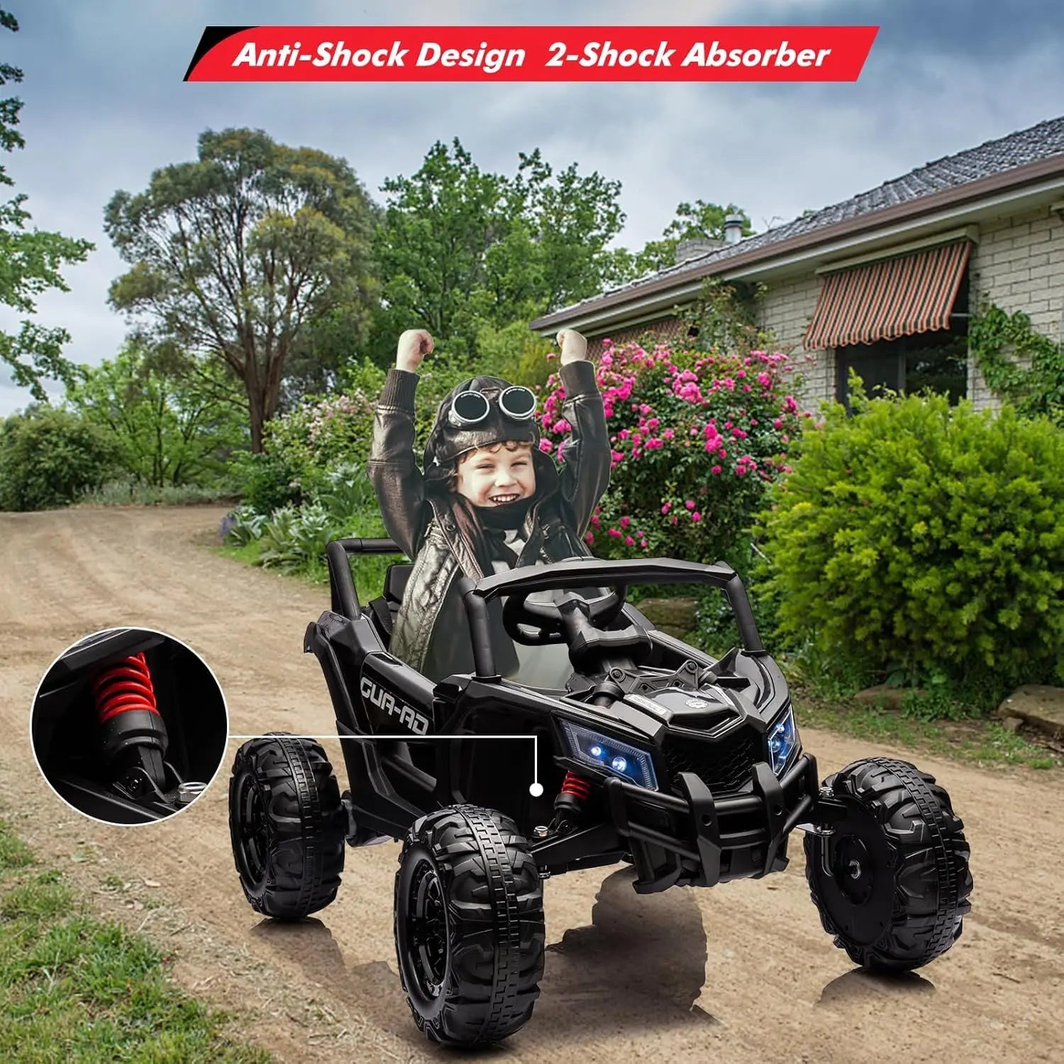 2 Seater Ride On Car, 24V Kids Ride On UTV Car w/Remote Control, 2×200W Motor Electric Vehicle LED Lights Off-Road Toy for Kids Ai-TechWorld 