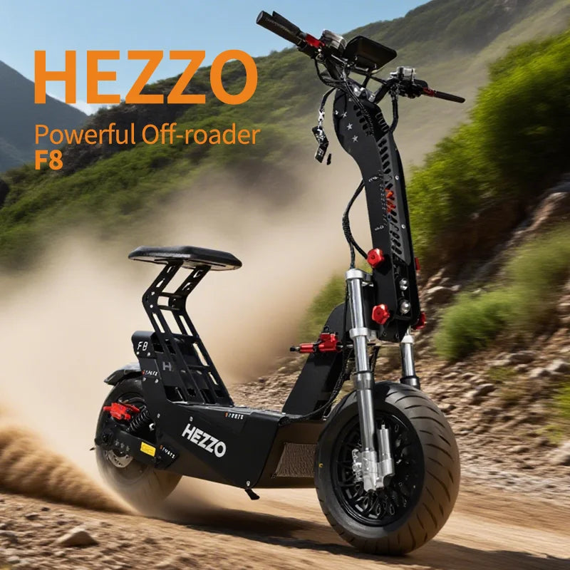 HEZZO 8000W Electric Scooter Dual Motor Top Speed 90-100KM/H，72V 50Ah ，16Inch Off-Road Tires Sport Folding F8 eScooter Ai-TechWorld 