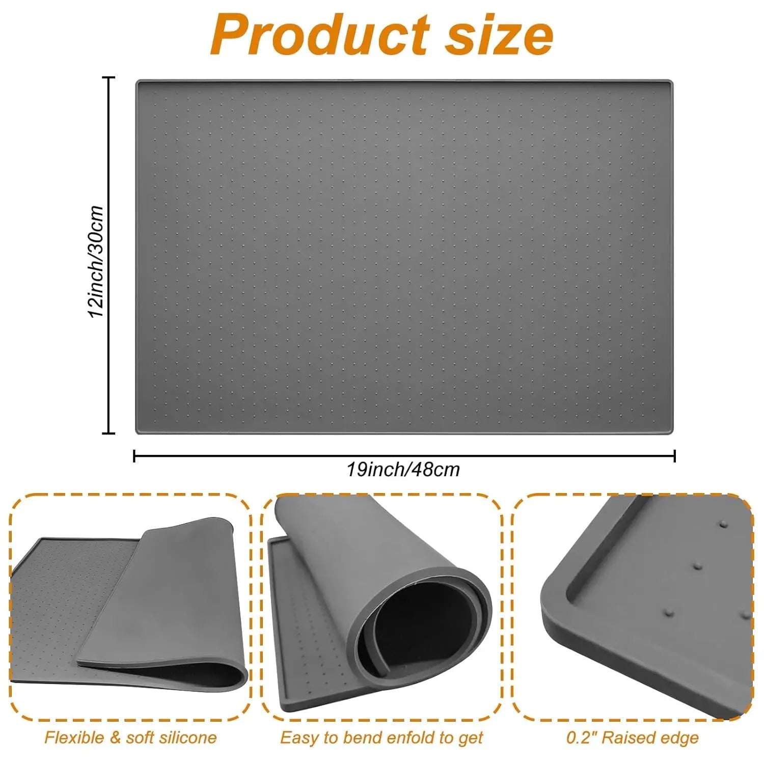 Silicone Ice Maker Mat with Raised Edge to Prevent Spills, Non-Slip Dots, Portable 19x12 Inches for Countertop Ai-TechWorld   ai-techworld