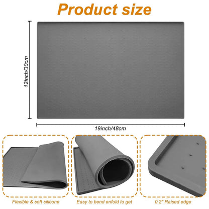Silicone Ice Maker Mat with Raised Edge to Prevent Spills, Non-Slip Dots, Portable 19x12 Inches for Countertop Ai-TechWorld   ai-techworld