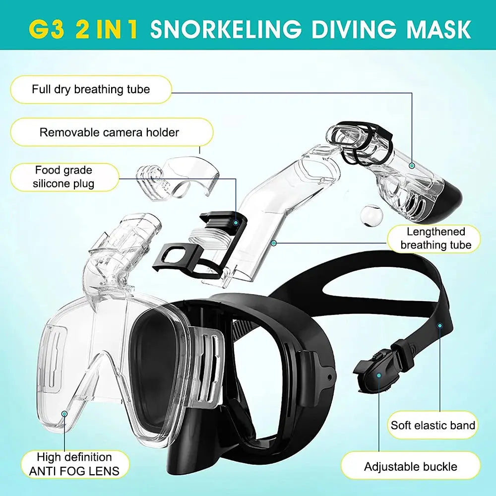 Underwater Snorkeling Half face Face Children Swimming Mask Set Scuba Diving Respirator Masks Anti Fog Safe Breathing for Adult Ai-TechWorld 