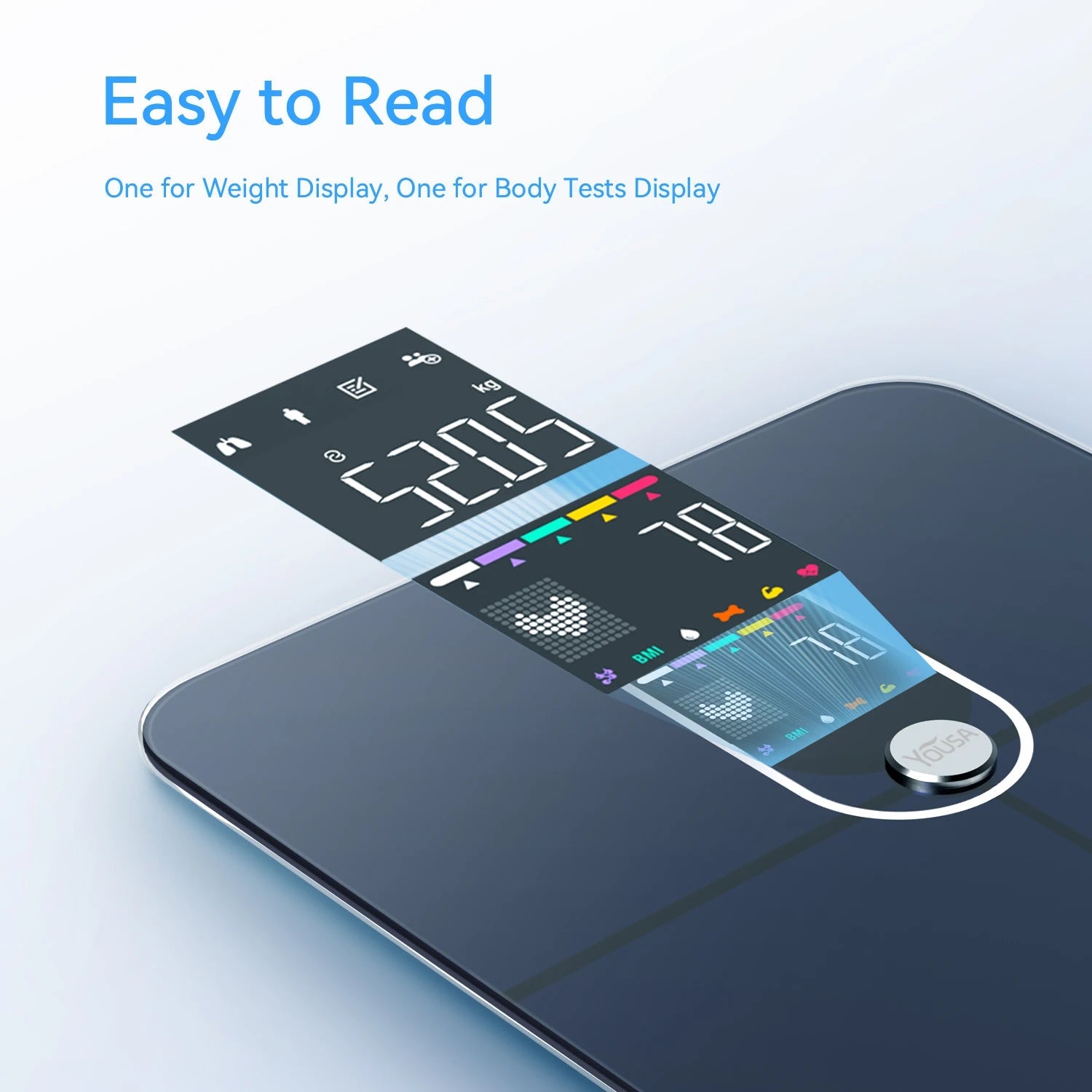 Scale for Body Weight, Smart Scale with 8-in-1 VA Display, High Precision Bathroom Digital Scale for Body Weight Heart Rate BMI Ai-TechWorld 