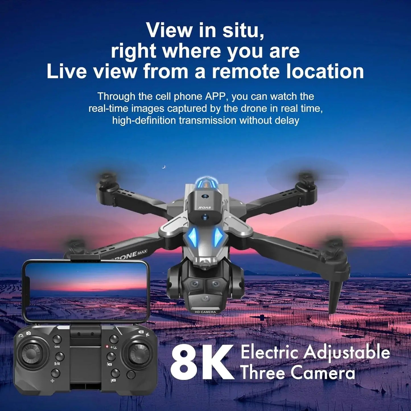 Foldable Camera Drone for Beginners & Adult - Four Direction Obstacle Avoidance, 360° Flips, One-Key Take Off/ Landing, 3D Flips Ai-TechWorld 
