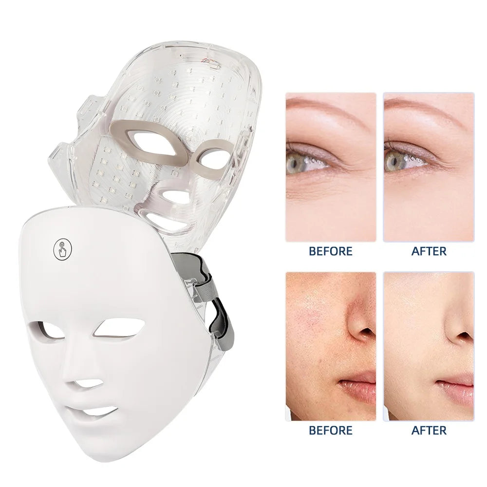 Rechargeable Facial LED Mask 7 Colors LED Photon Beauty Mask Skin Rejuvenation Home Face Lifting Whitening Skin Care Beauty Mask Ai-TechWorld 