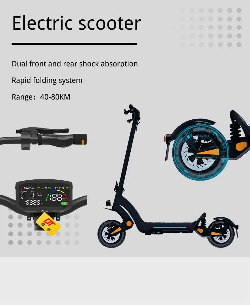 China DT06 Dual Motor Powerful Adults Scooter 11inch 1900w 3800w 50-80km 60v 18.2A 23.4A All Terrain Electric Scooter Ai-TechWorld 