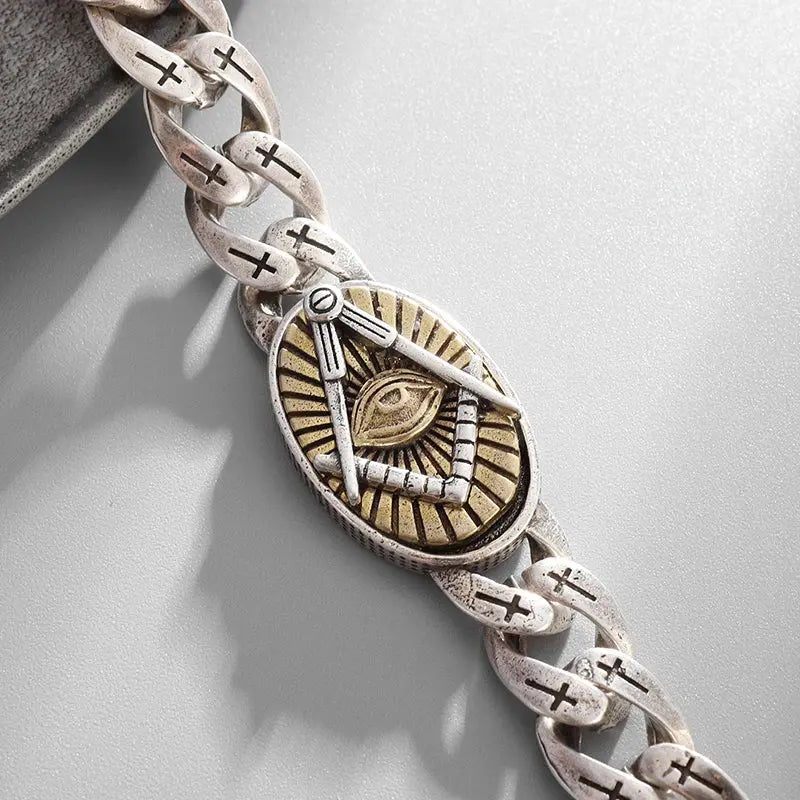 Men's Classic God's All Seeing Eye Masonic Symbol Bracelet Fashion Braided Cross Bracelet Religious Prayer Amulet Jewelry Ai-TechWorld 