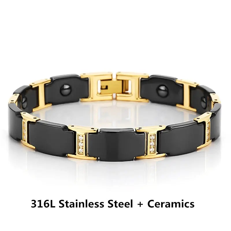 Titanium Steel Ceramic Energy Bracelet Stainless Steel Zirconia Couple Ceramic Bracelet Ai-TechWorld 