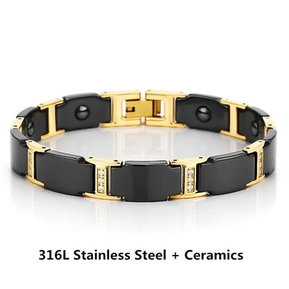 Titanium Steel Ceramic Energy Bracelet Stainless Steel Zirconia Couple Ceramic Bracelet Ai-TechWorld 