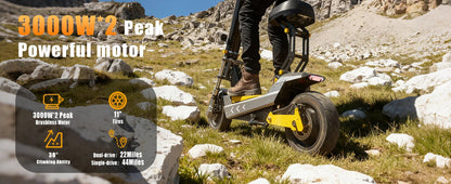 Terrosor 3000Wx2 Adult Electric Scooter Dual Motor Top Speed 50MPH,60V35AH, 11-inch Off-Road Tires Sport Folding EScooter Ai-TechWorld 