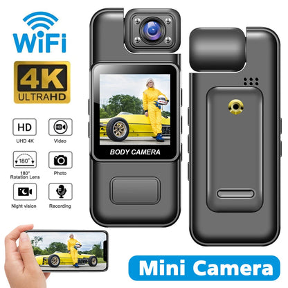 Mini Cam 4K 1080P Pocket Camcorder HD Cam 1.3" LCD Screen 270° Rotatable Wifi Mini Camera with Waterproof Case Motion Cameras Ai-TechWorld 