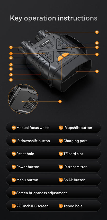 1080P Night Vision Binoculars 10x Digital 800m Full Dark Infrared Night Vision Telescope Goggles 2.8” Large Screen For Camping Ai-TechWorld 