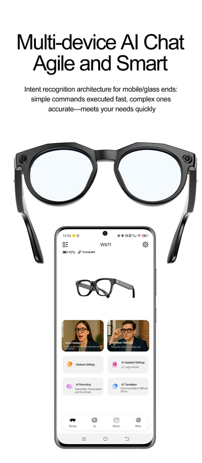 2026 New 4K HD AI Smart Glasses Men 800W Pixel Camera Bluetooth Call 4GB WIFI Transmission Voice Assistant Smart Glasses Women Ai-TechWorld 