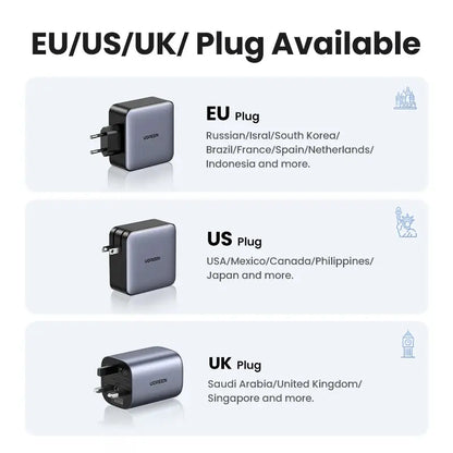 UGREEN 100W GaN Charger 5 Ports USB C Charger QC4.0 3.0 PPS For Macbook Air Laptop Tablet PDFast Charger For iPhone 16 15 14 Pro Ai-TechWorld 