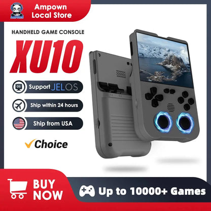 Ampown XU10 Handheld Game Console 3.5" IPS Screen 3000mAh Battery Linux System Built-in Retro Games Portable Video Game Console Ai-TechWorld 